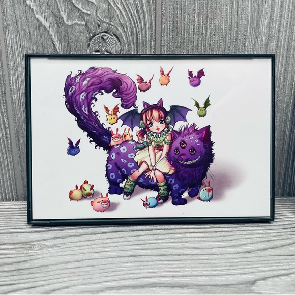 2 framed Camilla d’errico post card prints 4x6 inch prints sketch / colorful cat - Picture 6 of 7